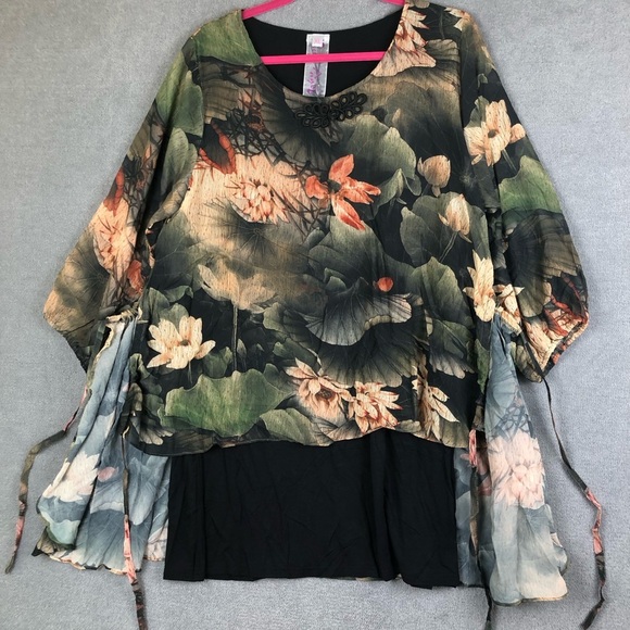 Pretty Angel Floral Layered Tunic Blouse size XL - Picture 4 of 10
